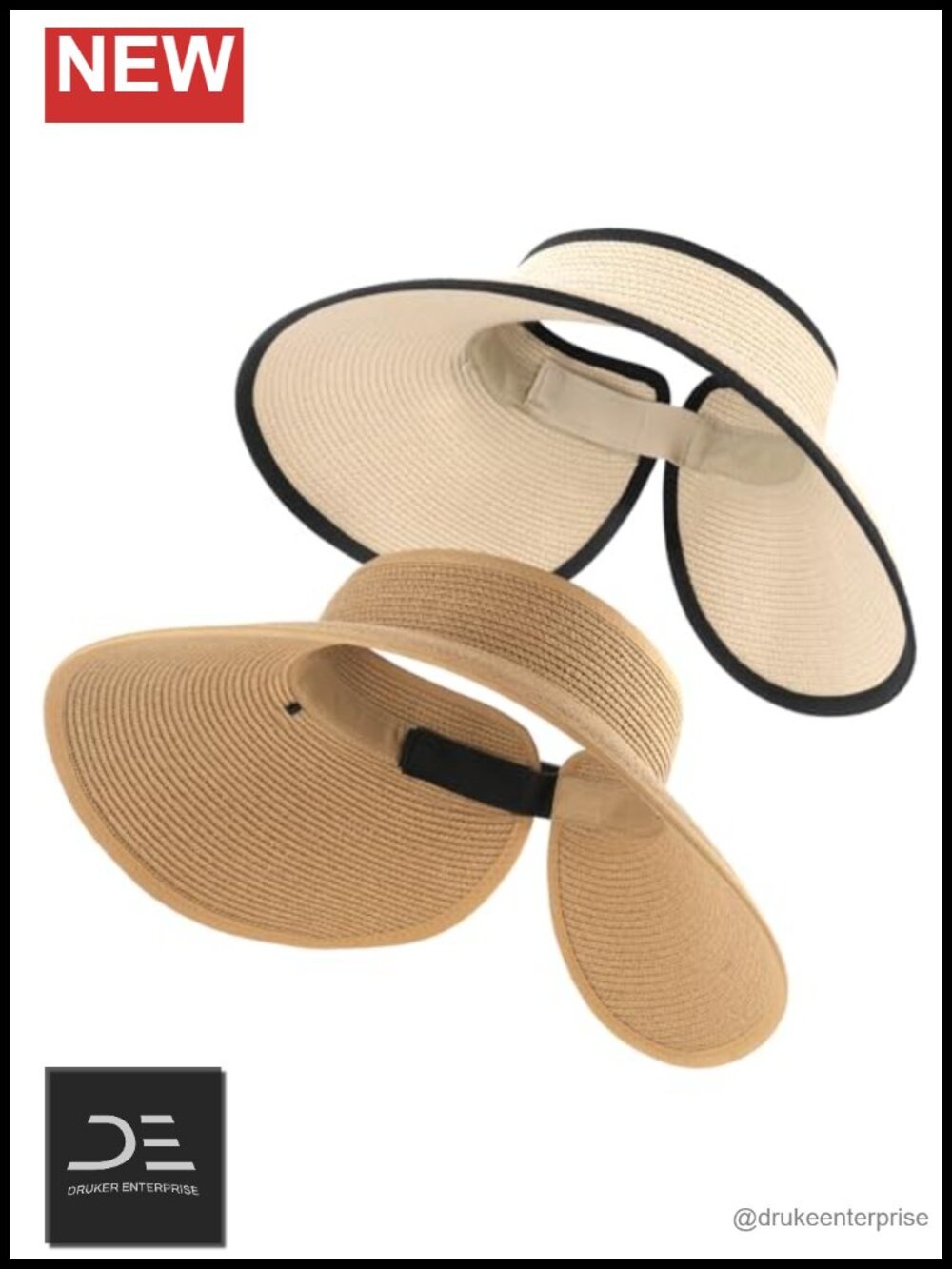 Wide Brim Ponytail Straw Visor Sun Hat - Foldable Beach